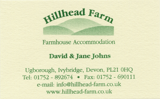 Hillhead Farm Bed and Breakfast Accommodation, Jane and David Johns, Ugborough, Ivybridge, Devon